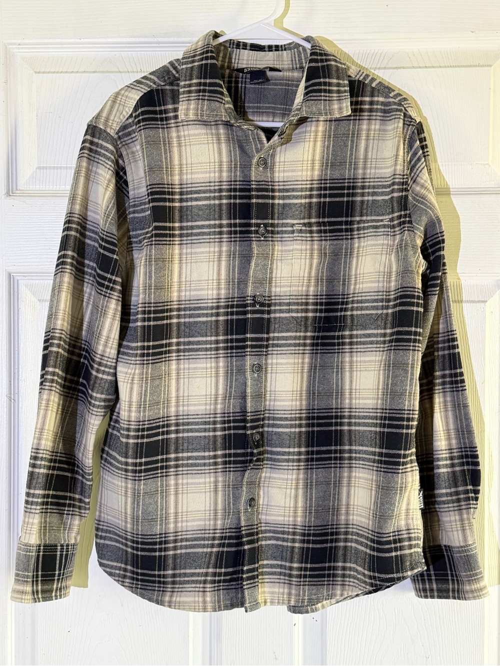 Eddie Bauer Black and White Plaid Button-Down Shirt